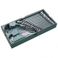 30pc metric combination wrench and hex key tray set